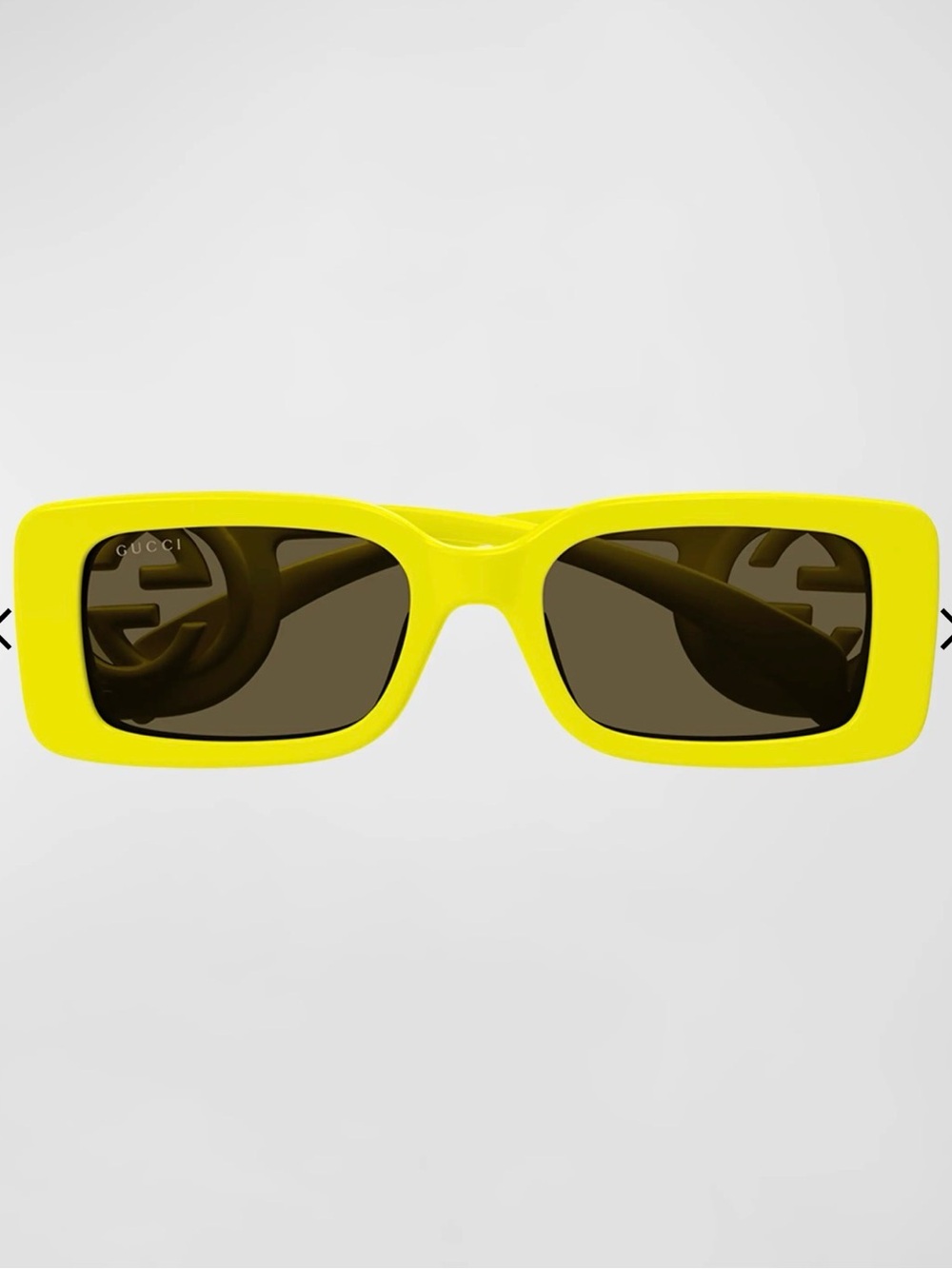 Gucci Neon Yellow Rectangular Sunglasses with Dark Lenses